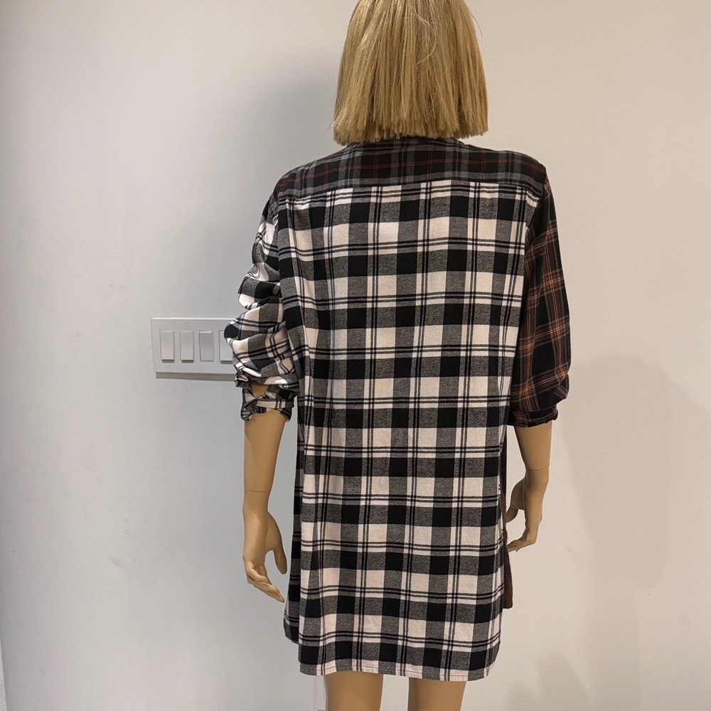 Loewe shirt long sleeve Patchwork Plaid Shirt in Brown and Black sz 40 - Picture 6 of 9